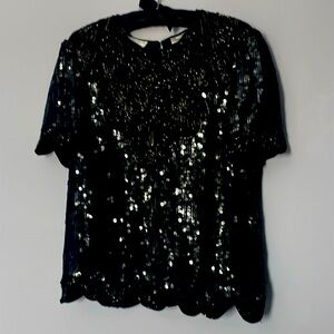 Braemar Jeremy Scott Bronze Beaded and Black Sequins Top
